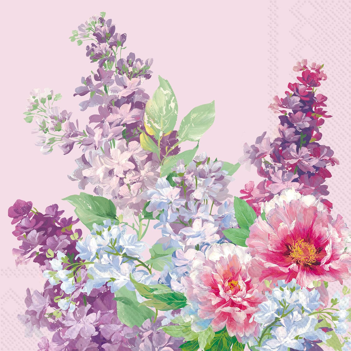 ihr SINCE 1977 Disposable Napkin, 5" x 5", Charlottes Garden (Light Lilac)