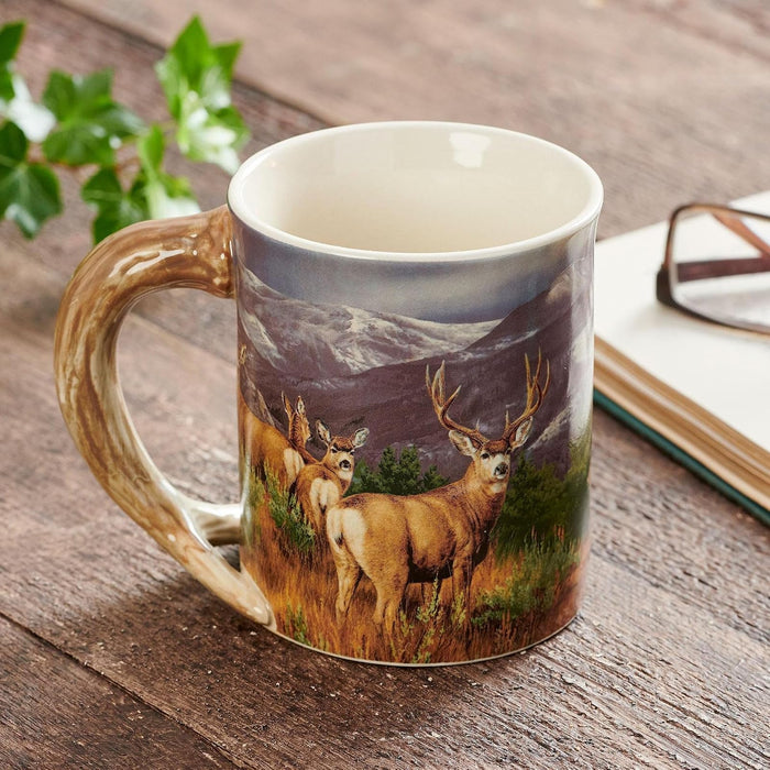 Wild Wings(WI) Mule Deer Sculpted Mug by Rosemary Millette