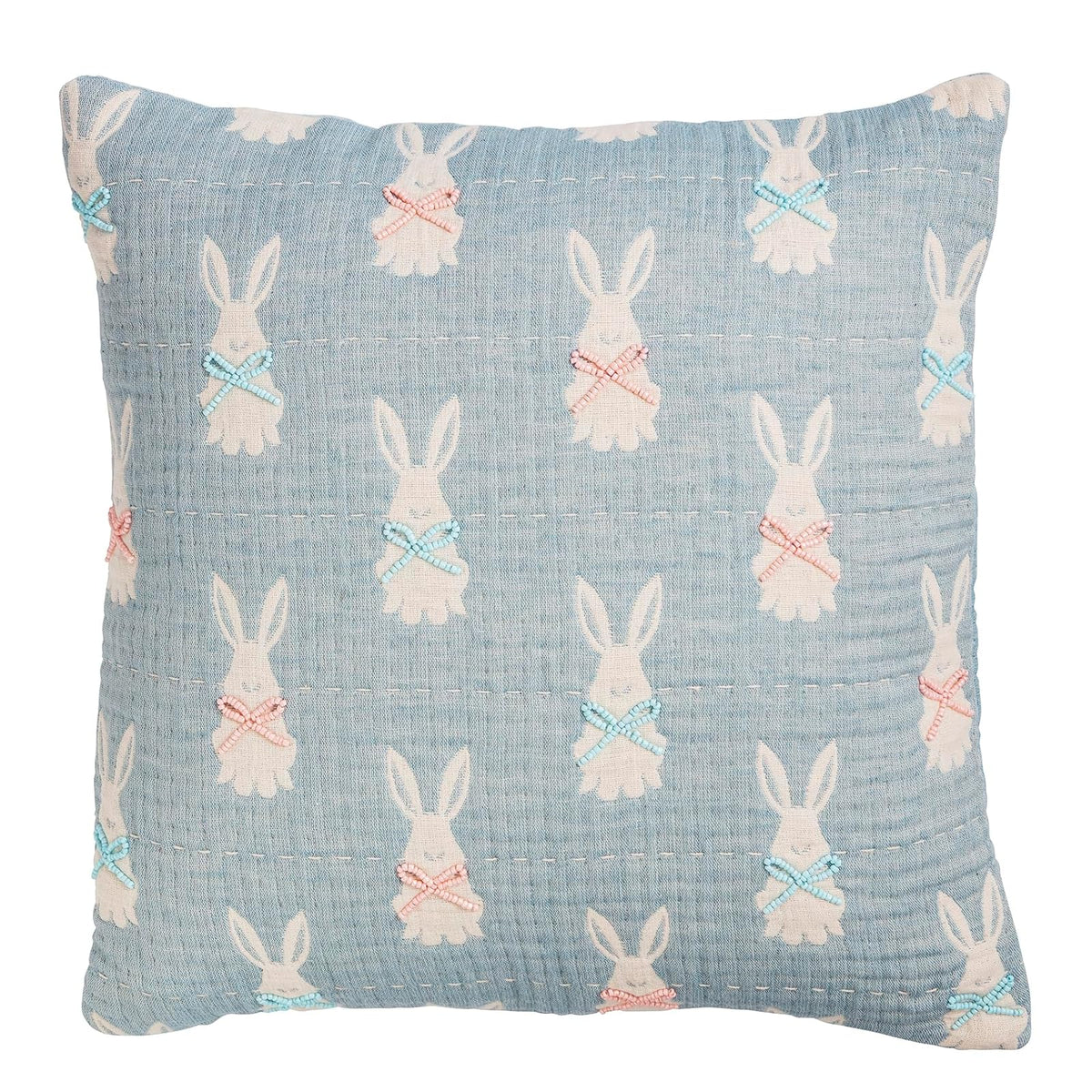 Mud Pie Pillow, 18 x 18-Inch, Blue Bunny