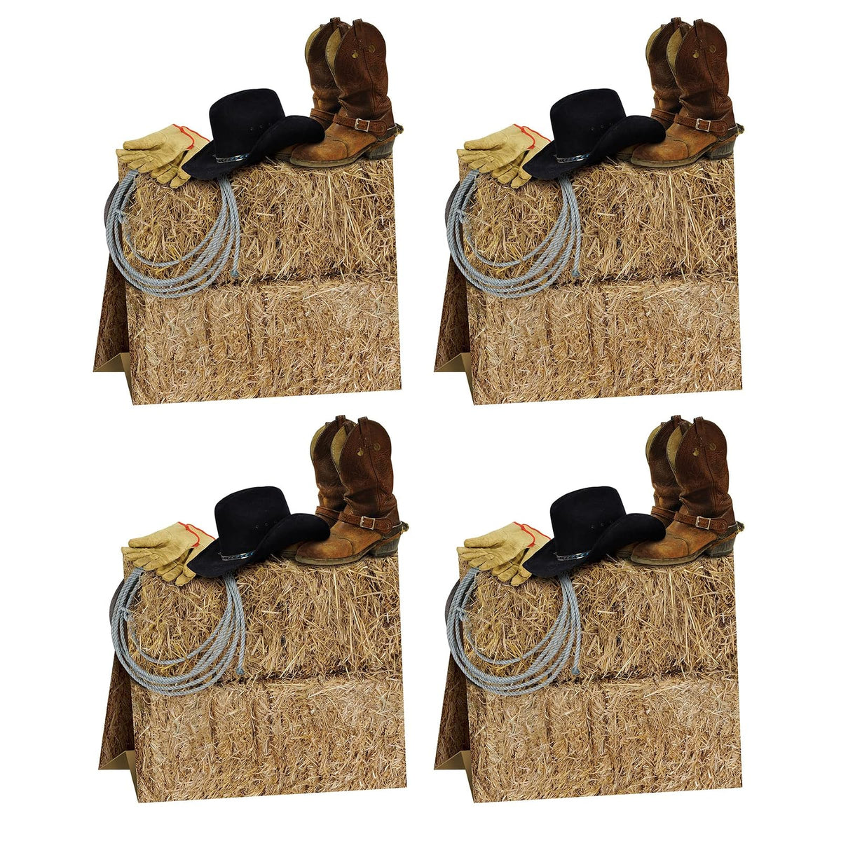 Beistle 4 Piece Three Dimensional Western Theme Centerpieces Wild West Cowboy Party Decorations, 9.5", Multicolor