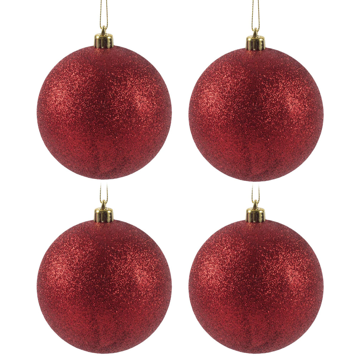 Regency International Hanging Ornament, 4 x 4 x 4, Red Glitter