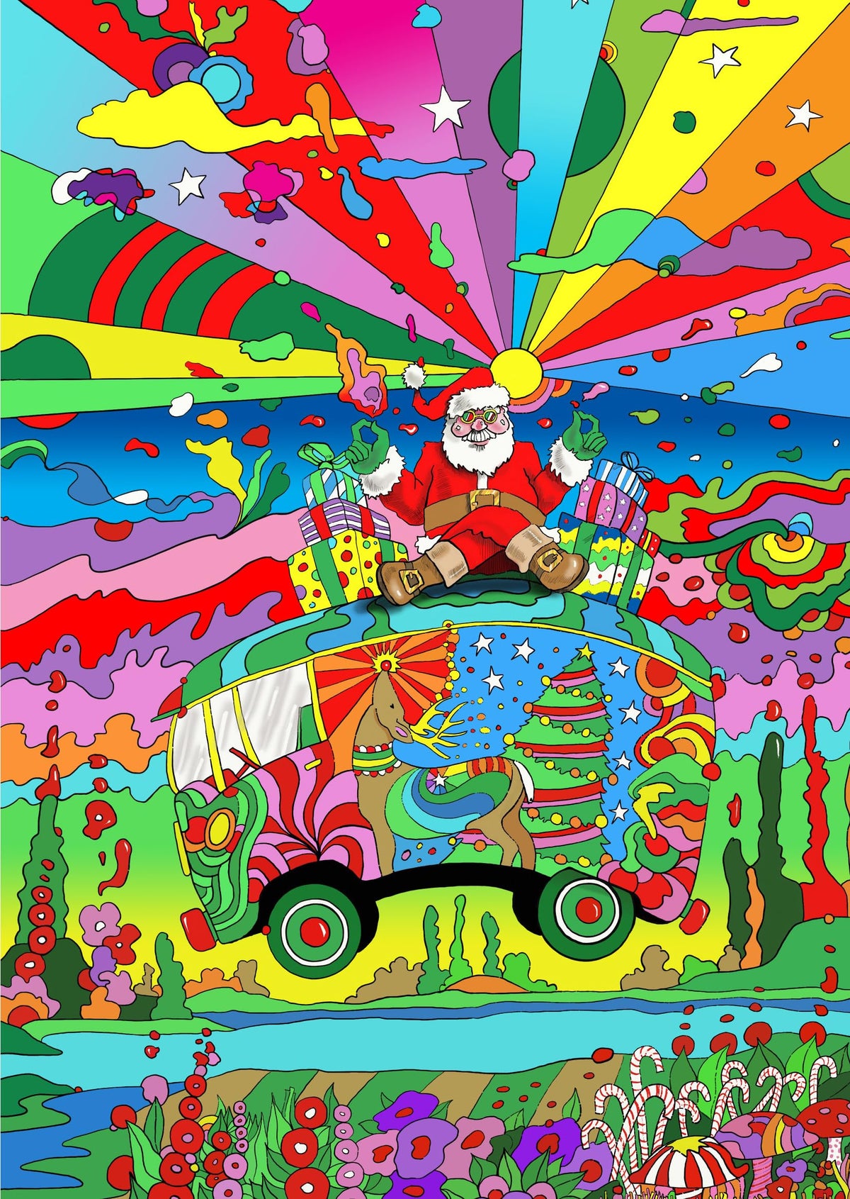 Lux Press Group Greeting Card, 5x7 inches, Meditating Santa