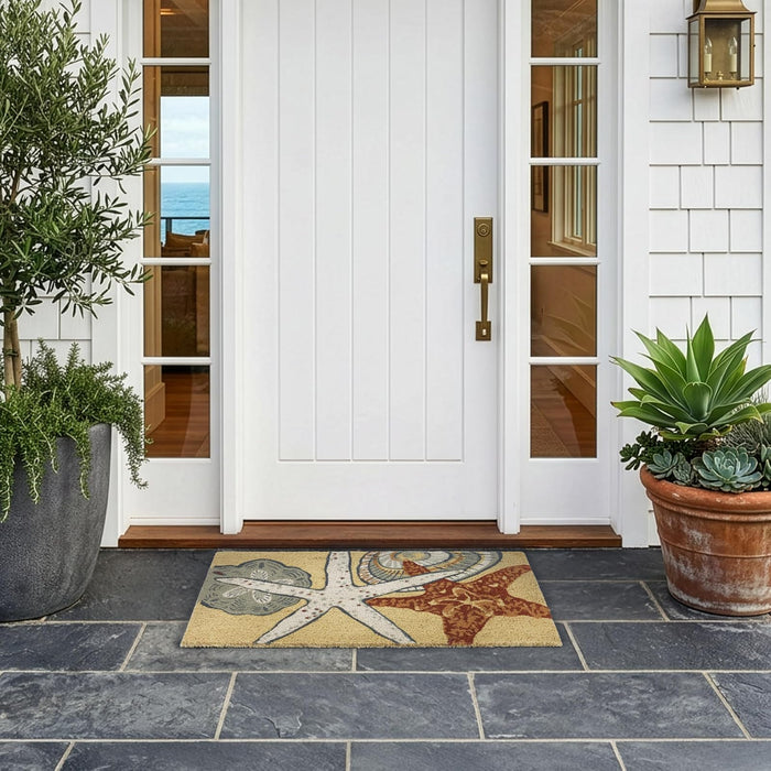 Larry Traverso Starfish 100% Coir Doormat, 18 x 30 inches, Naturally Durable, PVC-Backing, Sustainable