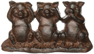 Upper Deck Hear No Evil, See No Evil, Speak No Evil Cast Iron Pigs Door Stop