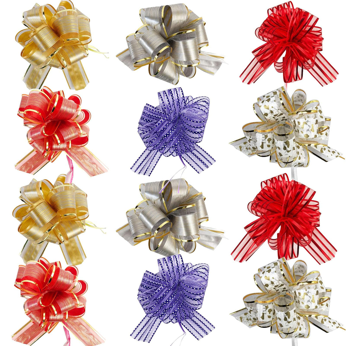 allgala Decorative Ribbon Trim, 6 Inch (Pack of 12), Pullbow 6 Color