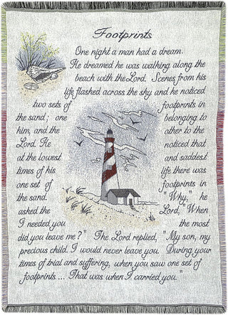Manual 46 X 60-Inch Inspirational Collection 2.5-Layer Fringed Throw Footprints