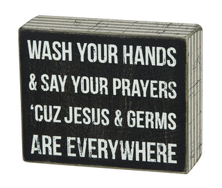 Primitives by Kathy Box Sign 4-Inch by 5-Inch Jesus & Germs