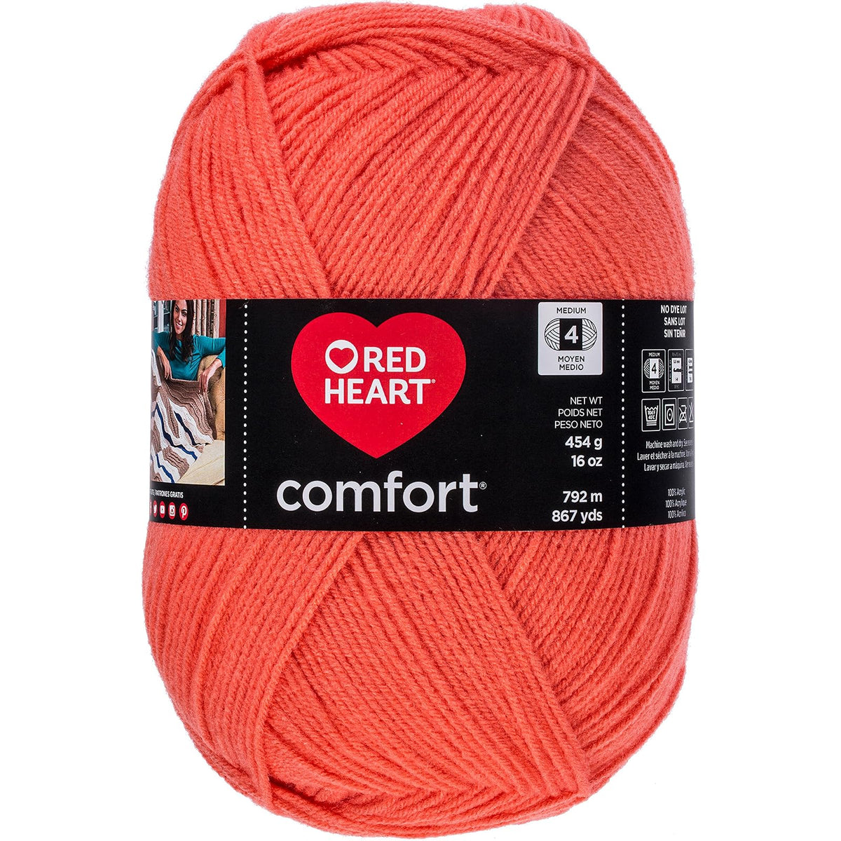 Red Heart Yarn, 27.94 x 17.78 x 17.78 cm, Papaya