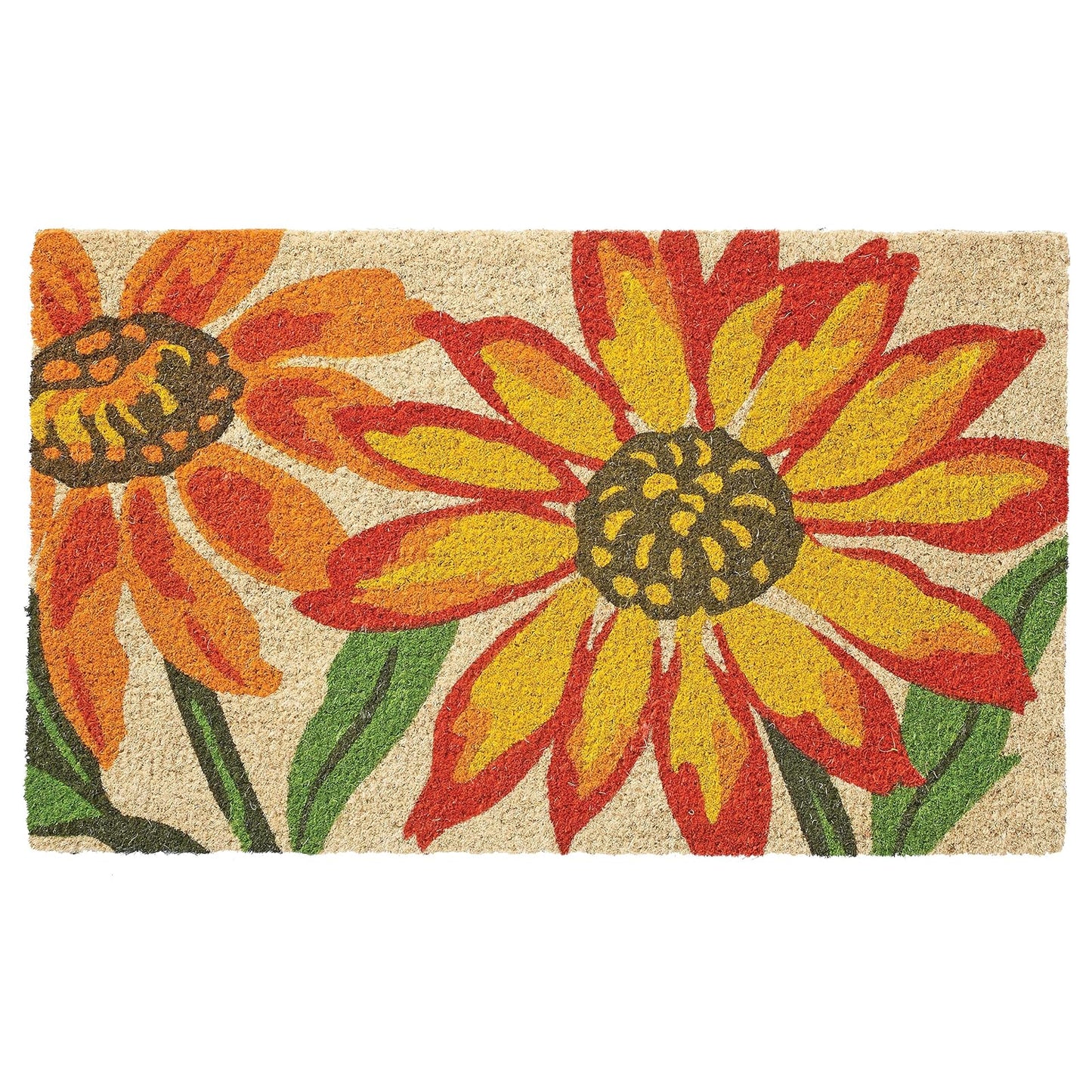 Larry Traverso Blanket Flower 100% Coir Doormat, 18 x 30 inches, Naturally Durable, PVC-Backing, Sustainable
