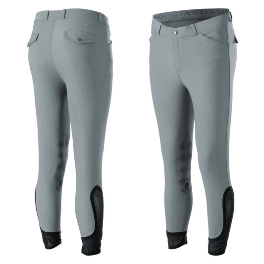 Equinavia Erik Mens Silicone Knee Patch Breeches | Horse Riding Pants - Steel Grey - 36