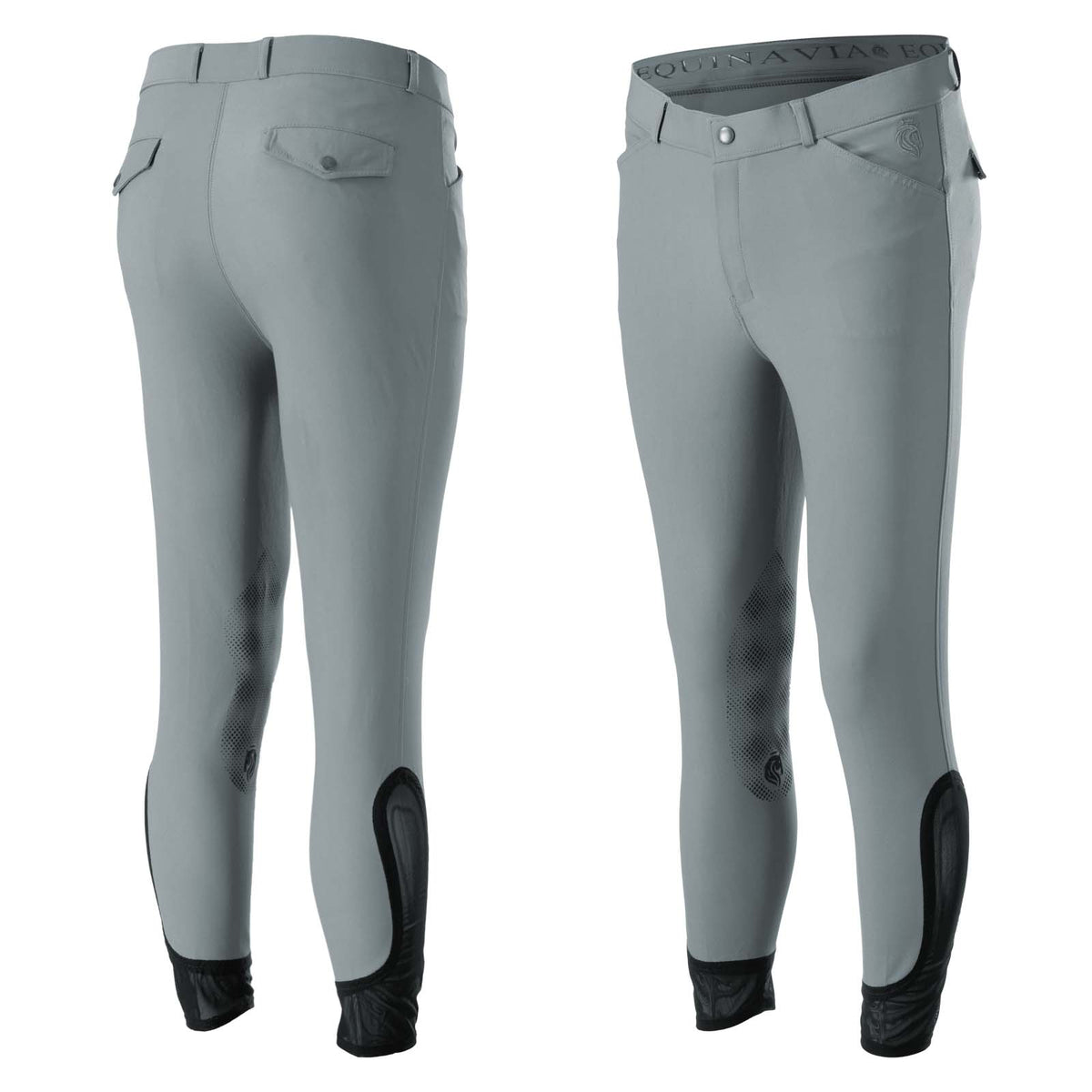 Equinavia Erik Mens Silicone Knee Patch Breeches | Horse Riding Pants - Steel Grey - 34