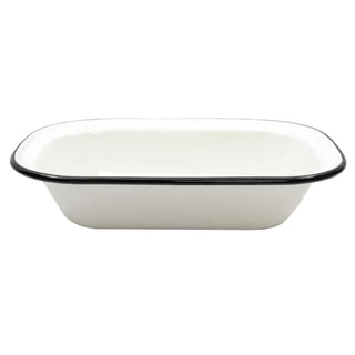 Tablecraft 80013 Enamelware Serving Pan, 7 3/4"L x 5 3/4" W x 1 3/4" H, White