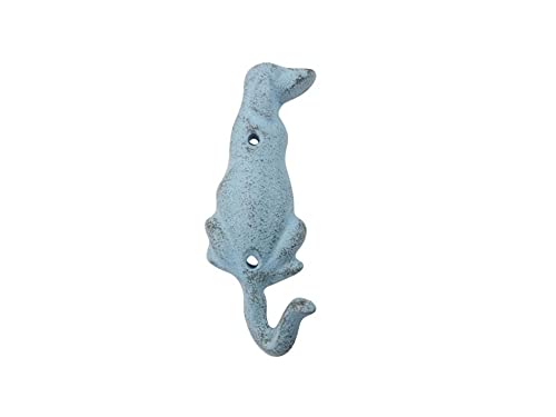 Hampton Iron HANDCRAFTED NAUTICAL D‚àö√¢COR Rustic Light Blue Cast Iron Dog Hook 6"
