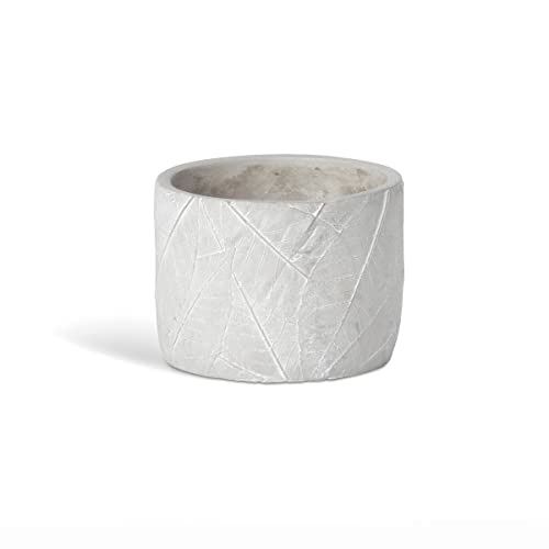 Park Hill Collection Leaf Embossed Cement Pot, Medium, 5.5-inch Diameter, for Home, Office, Kitchen, Garden, Indoor, Outdoor Decor Use, Planter