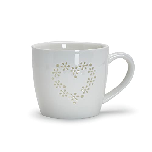 Two's Company I (heart) You Mug with See-thru Design, 5.5-inch Width, 15 oz, Porcelain