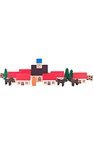 Alexander Taron 044-010 Dregeno Wooden Toy-Village with Church-3.5" H W x 4.5" D, White