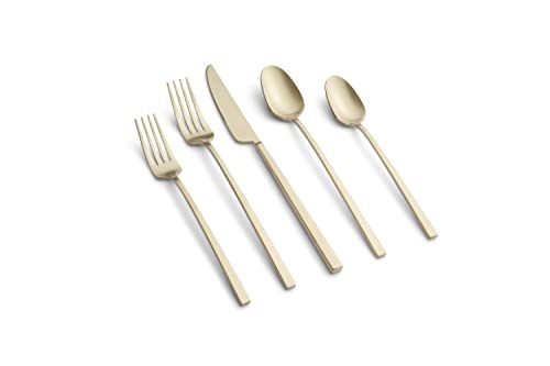 CAMBRIDGE Champagne Satin Damaris 20-Piece Flatware Set, Service for 4, 0