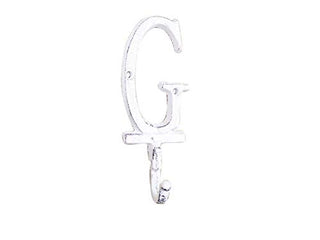 Hampton Iron Whitewashed Cast Iron Letter G Alphabet Wall Hook 6" - Vintage Cast Iron - Cast