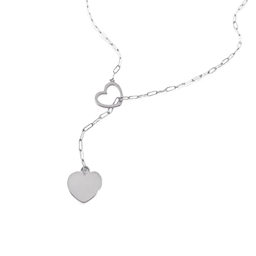 Maya J Jewelry CZPB5039W Heart Lariat Necklace, 17.50-inch Length, Rhodium Plated Over Brass, White