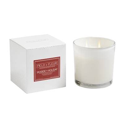 Hillhouse Naturals FIELD FLEUR Seaside Holiday 2-Wick White Glass 12 oz Scented Jar Candle