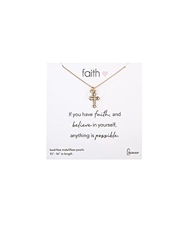 Roman Cross Necklace, 16-inch Length, Brass, Gold, With Gift Box, Female, Mother, Grandmother, Mother's Day, Birthday, Gift