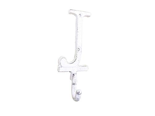 Hampton Iron Whitewashed Cast Iron Letter J Alphabet Wall Hook 6" - Antique Cast Iron - Deco