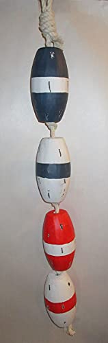 Moby Dick Specialties Moby Dick 36 Inch String of 4 Wooden Buoys Fishing Floats Distressed Finish