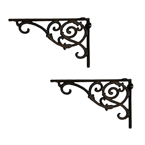 Comfy Hour Antique and Vintage Collection Cast Iron Outdoor Garden Wall Mount Bracket Plant Hanger, Set of 2