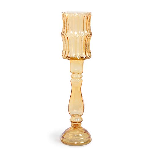 Park Hill Collection EAB10010 Maybelle Glass Candle Holder (Amber, Tall, 18-inch Height)