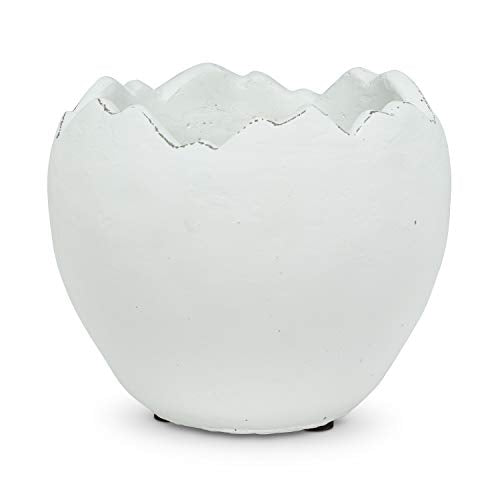 Abbott Collection  27-WIGHT-408-MD Md Egg Planter-Chalk Wht-6.5" D, 6.5 inches D, White
