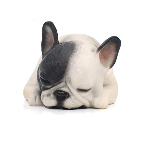 Comfy Hour Doggyland Collection, Miniature Dog Collectibles 6 Lying Sleeping French Bulldog Figurine, Realistic Lifelike Animal Statue Home Decoration, Black and White, Polyresin