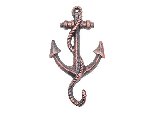 Hampton Iron Rustic Copper Cast Iron Anchor Hook 5" - Nautical Wall Hook - Nautical Decor