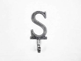 Hampton Iron Rustic Silver Cast Iron Letter S Alphabet Wall Hook 6" - Cast Iron Decor - Cast