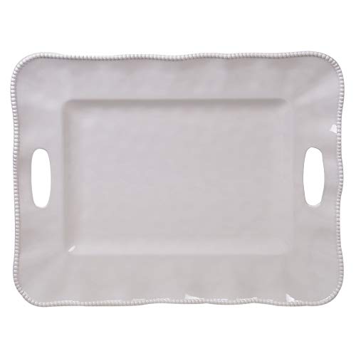 Certified International 27423 Perlette Cream Rectangular Tray withHandles 19" x 15" Servware, Accessories,Hostess Serving