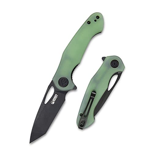 KUBEY Dugu KU159 Outdoor Folding Knife 2.91" 14C28N Sandvik Blade and G10 Handle with Reversible Pocket Clip for Hunting Fishing and Camping (Jade)