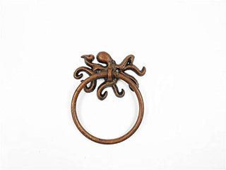 Hampton Iron Rustic Copper Cast Iron Octopus Towel Holder 6" Cast Iron Decor Beach Decor