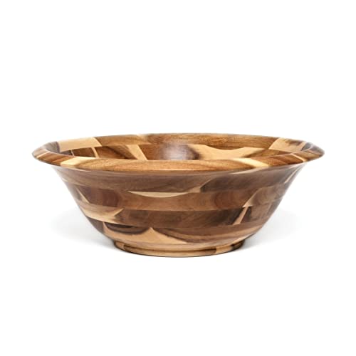 Lipper International Acacia Flared Serving Bowl for Salads, Fruit