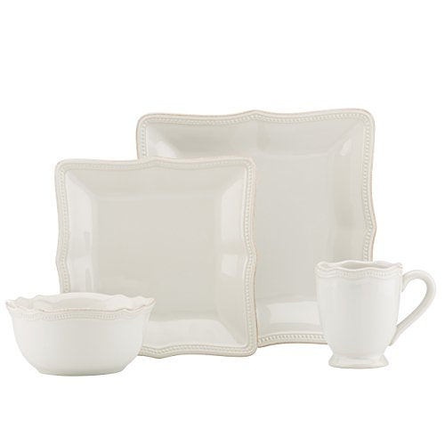 Lenox French Perle Bead Square 4 Piece Place Setting, White