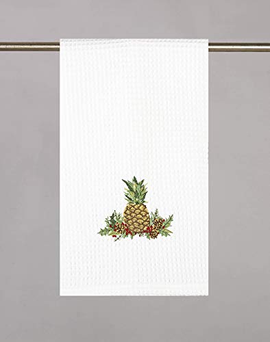 Peking Handicraft 04SERX394WC Embroidered Welcome Wishes with Waffles Weave Kitchen Towel, 25-inch Long, Cotton