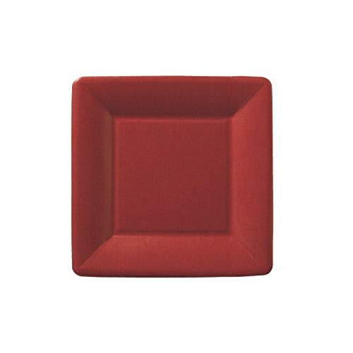 Boston International Ideal Home Range IHR Square Disposable Dessert Paper Plates, 7-Inches, Classic Linen Dark Red