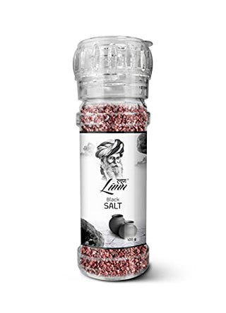 LUNN Natural Fine Grain Black Salt (Kala Namak) | 4.24 Oz (120 Gm) | With Salt Glass Grinder | Rich in Minerals, Pure Unrefined Salt | NON-GMO | Gluten Free, Vegan