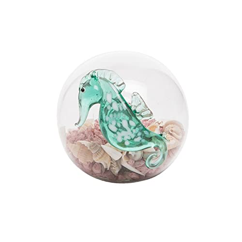 Beachcombers B22416 Glass Seahorse Ball with Sand and Shells, 2.16-inch High
