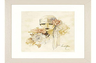 Vervaco Lanarte Sara Moon Lady With Pink Flower Cross Stitch Kit