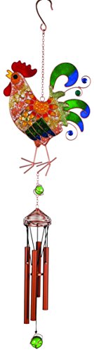 Carson Home Accents 62887 Wireworks Garden Chime, Vibrant Mesh Rooster, 30" Long