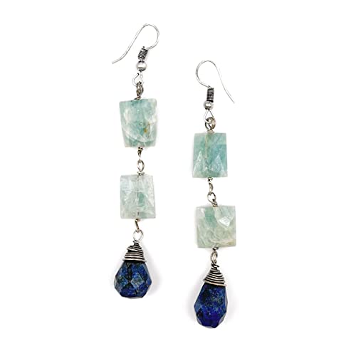 Anju Banjara Earrings - Amazonite and Lapis Stones