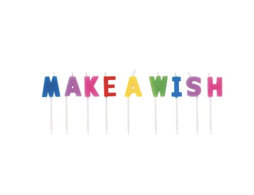 Unique Industries Rainbow"Make a Wish" Letter Pick Birthday Candles, 9ct