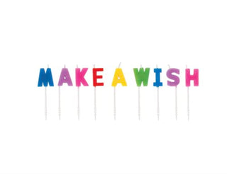 Unique Industries Rainbow"Make a Wish" Letter Pick Birthday Candles, 9ct