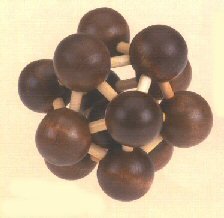 CHH 3" Wooden Atomic Atom Brain Teaser 3D Puzzle, Light Beige
