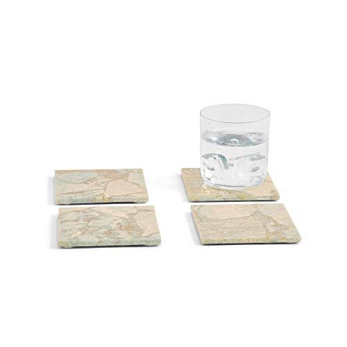 Two's Company Tozai Set of 4 Amazonite Coasters with Resin Base