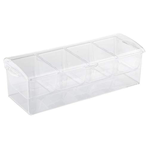 TableCraft 10006 Chiller Collection Bar Condiment Holder, Includes (4) 1Áøª pt Inserts & Base with Hinged Lid